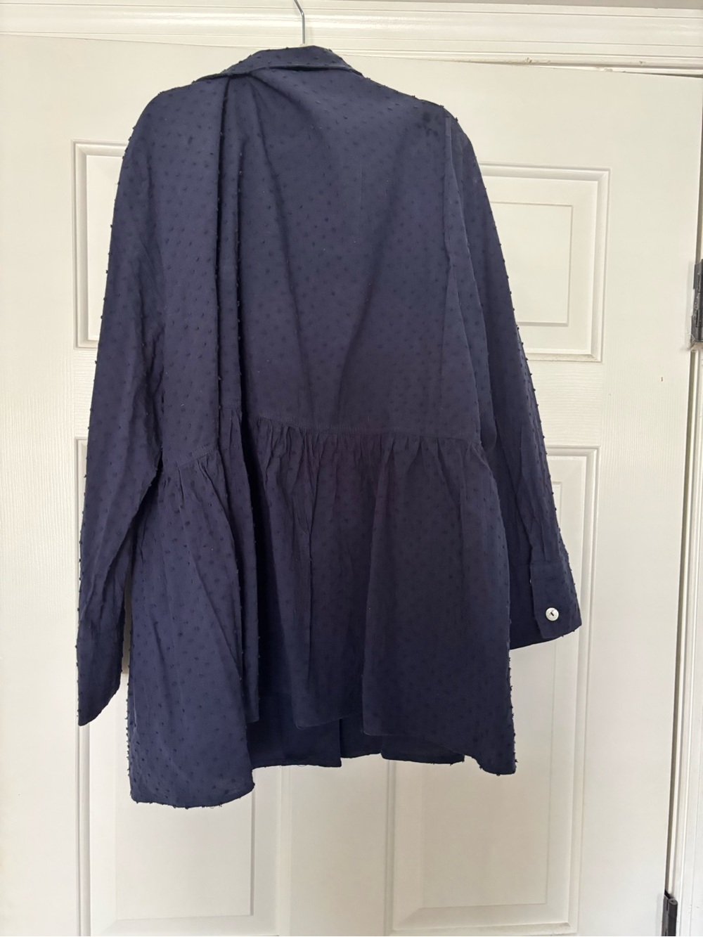 Pomander Place Navy Textured Button-Front top - Picture 4 of 5